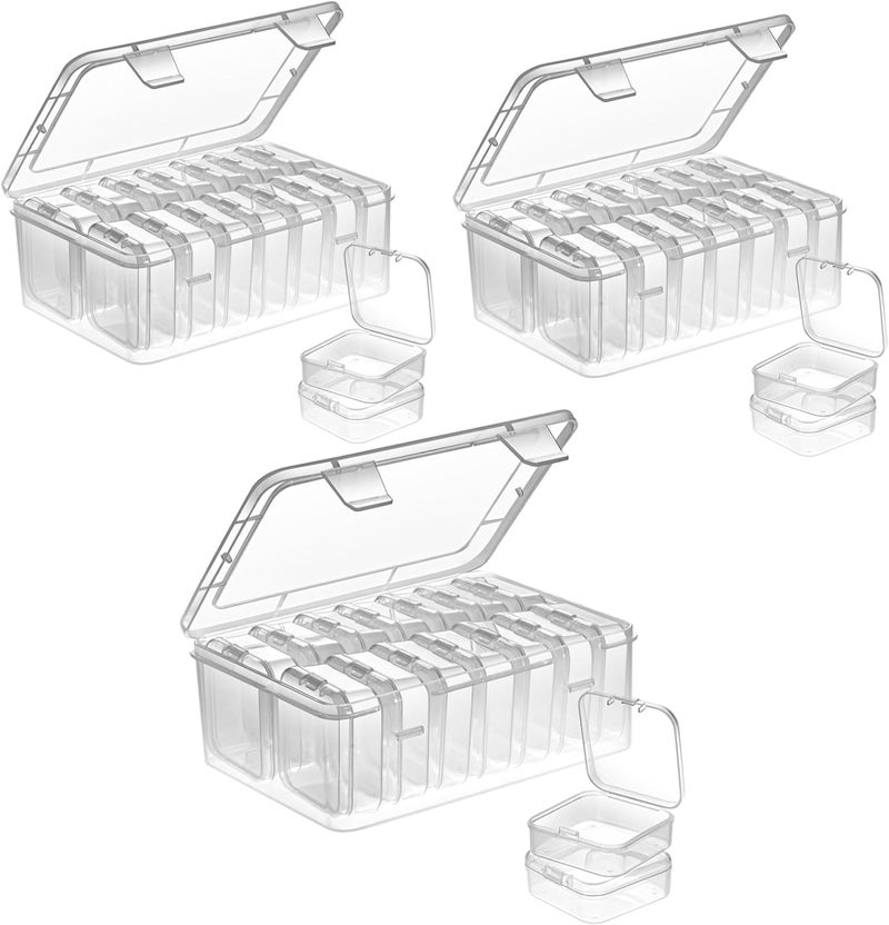 Mathtoxyz Small Bead Organizers, 45 Pieces Plastic Storage Cases Mini Clear Bead Storage Containers Transparent Boxes with Hinged Lid and Rectangle Clear Craft Supply Case - Image 1
